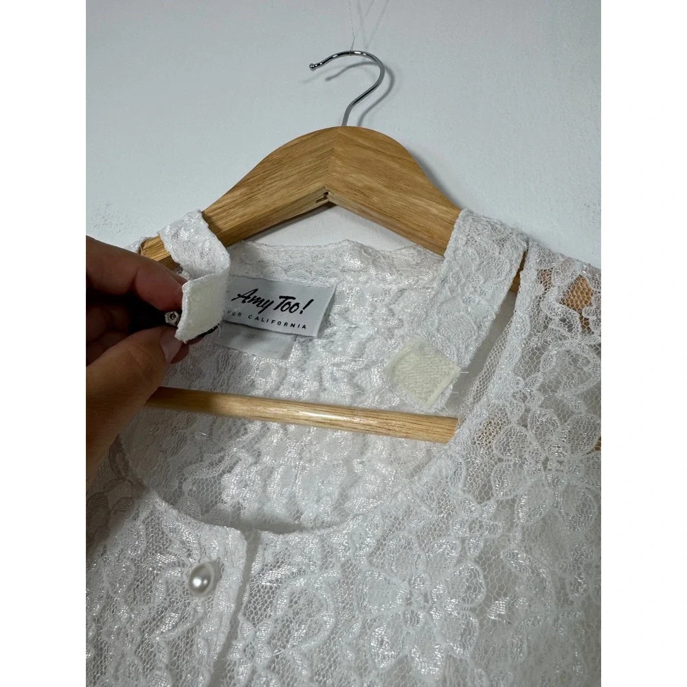 Coquette Amy Too Byer California Girls Size 16 Lace Dress White Pearl Button 90s